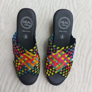 Heel USA Multi colour Abby Style Wedge Sandle
